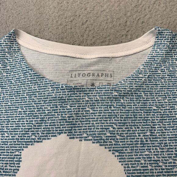 LITOGRAPHS Blouse Womens Large Top Short Sleeve White Blue - Picture 8 of 9